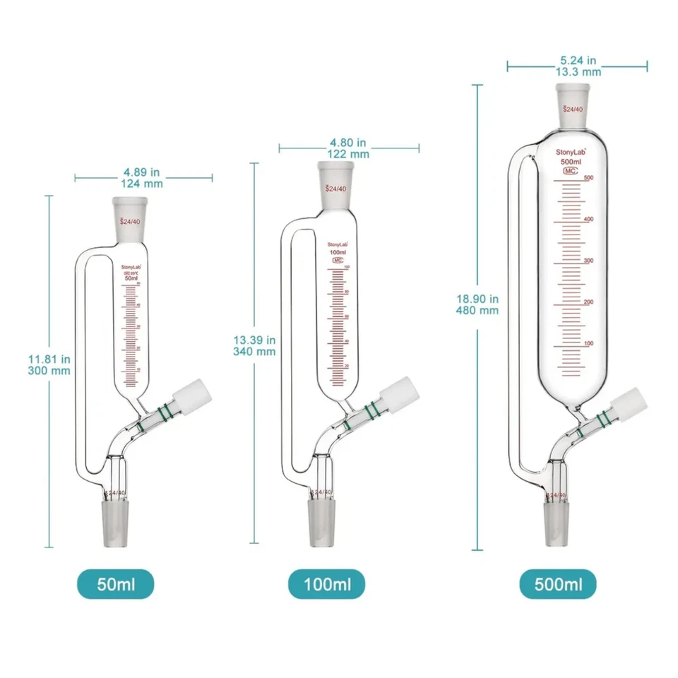 Graduated Addition Funnel Pressure Equalizing 24/40 Joint Borosilicate 50ml - Image 3 of 4