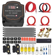 6m Dual Battery Isolator Kit 140Amp Battery Isolator 12V Kit Split Charge Relay