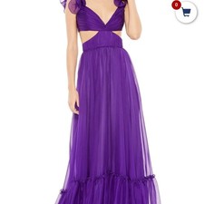 Mac Duggal Size 6 Purple Ruffle Cutout Maxi Dress