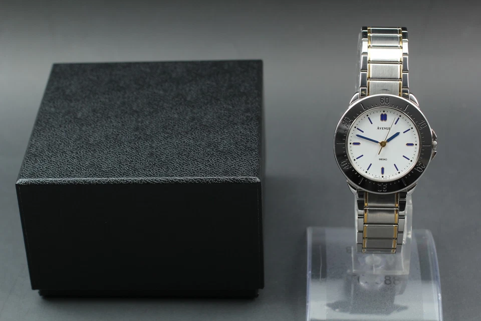 Vtg 1990 N MINT Seiko Avenue 5P31-6D40 Palladium Round Quartz Mens Watch JAPAN - Image 2 of 4