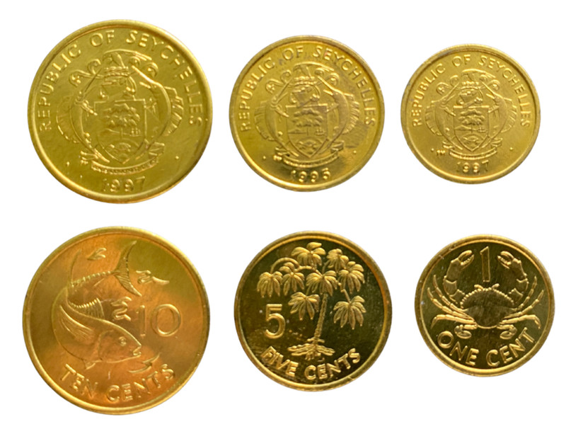 Seychelles 3 Coins Set 1, 5, 10 Cents UNC World Coins