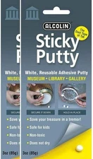 Sticky Putty- Reusable Museum & Gallery Quality Adhesive Putty,- 2 Pack White 