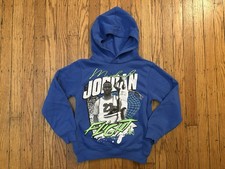 Jordan Double Flight Blue Fleece Hoodie Kids Size S 8-10 NWOT
