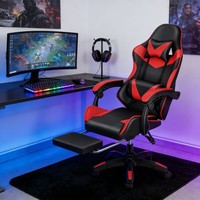 Adjustable Height Office Chair Gaming PC Ergonomic Swivel Recliner with Footrest
