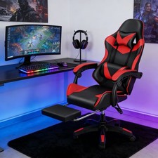 Adjustable Height Office Chair Gaming PC Ergonomic Swivel Recliner with Footrest