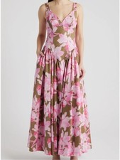 Hutch Jemma Floral Maxi Dress Pink Orchid Watercolor Print Sleeveless NWT