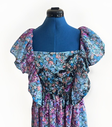 Anthropologie Clementina Maxi Abito Boho Floreale Occhiellato Donna Taglia M - Foto 2 di 15