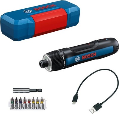 Bosch Professional Akkuschrauber kompakt, 7 Stufen Drehmoment, USB C + Bit Set