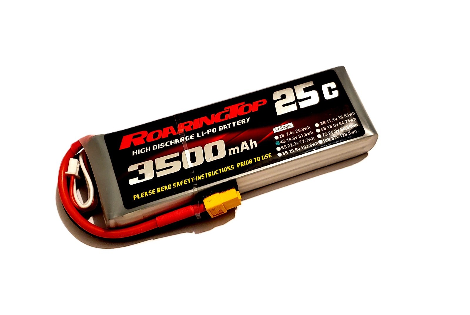 RoaringTop LiPo Battery Pack 25C 3500mAh 4S 14.8V with XT60 Plug
