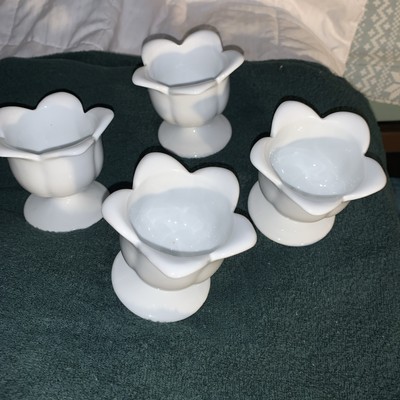 New In Box White Porcelain Lotus Flower Dessert Cups Set Of 4
