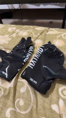 Nike Football Gloves Size M Full Finger Black & White Pair Take Over