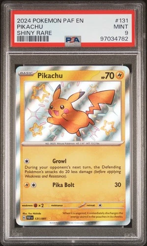 2024 POKEMON PAF EN-PALDEAN FATES SHINY RARE #131 PIKACHU PSA 9