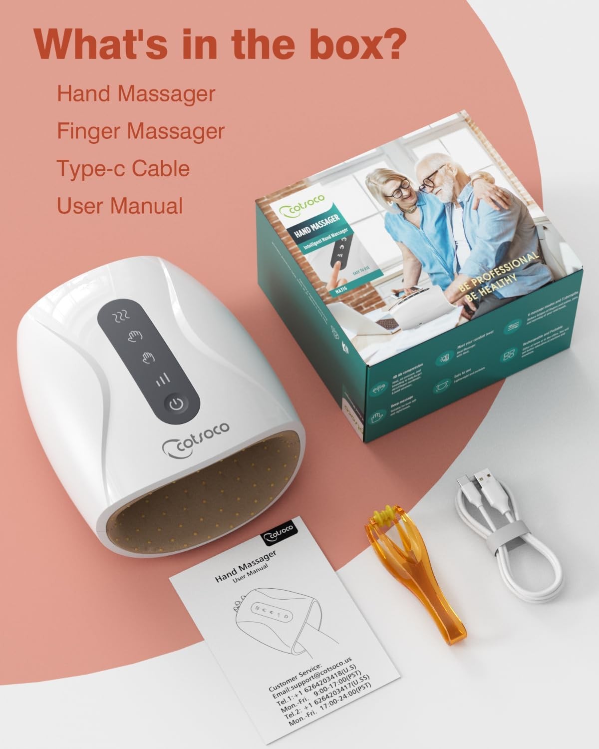 Hand Massager, Cordless Electric Hand Massager for Arthritis and Carpal Tunnel, 
