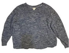 Sonoma Sz L W Cotton Fisherman Sweater Blue And White Large Knit 