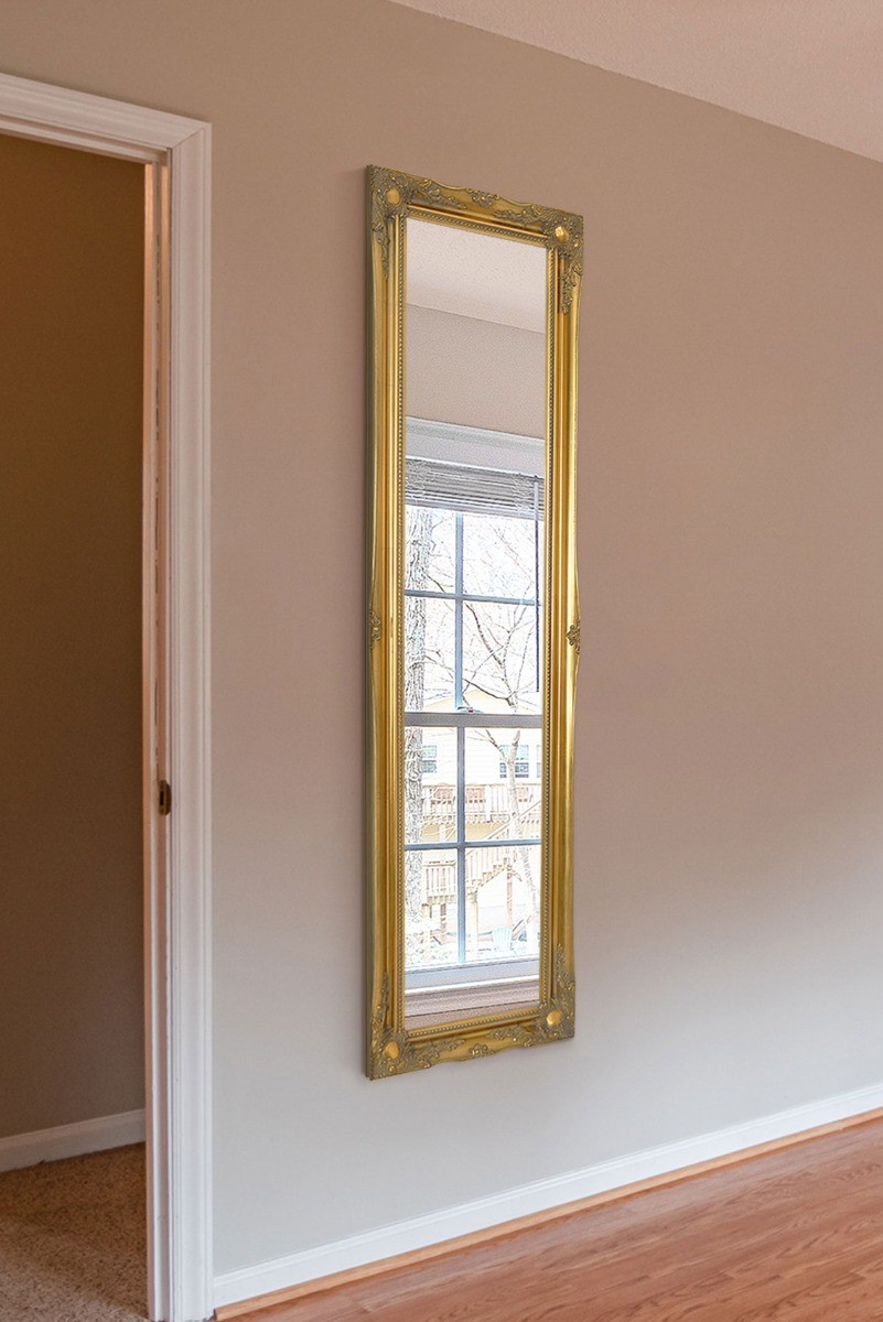 Extra Large Full Length Gold Wall Painted Wood Mirror Antique 5Ft6 X 1Ft6