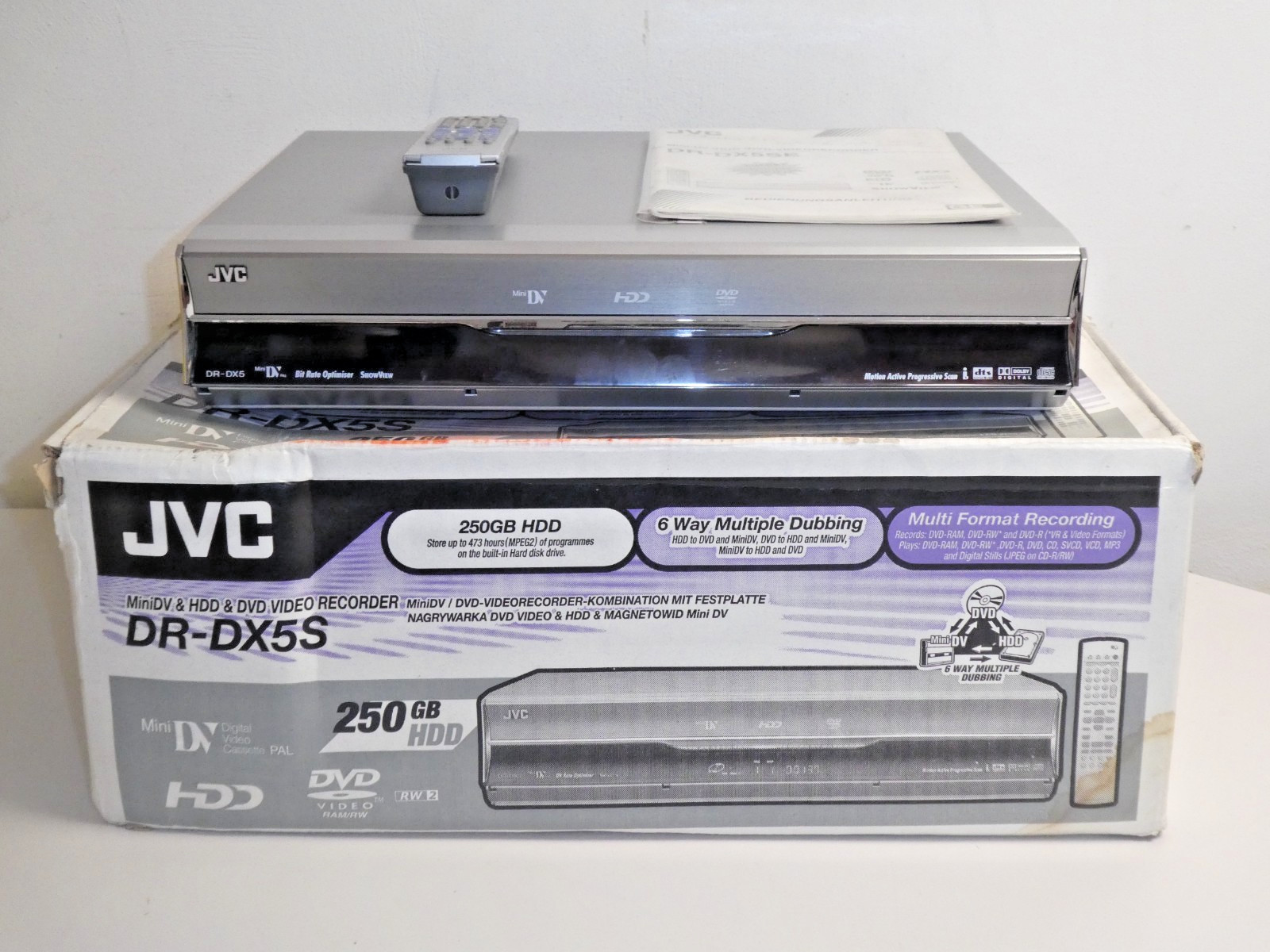JVC DR-DX5 DVD / miniDV / HDD recorder 250 GB in original pa