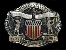 UD05120 NOS VINTAGE 1987  USA CONSTITUTION COMMEMORATIVE  BELT BUCKLE