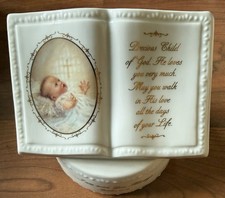 VTG Baby Bible Music Box For Baptism / Christening God s Treasure By Roman