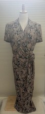 Vintage Talbots 100% Silk Women's Floral Batik Wrap Dress Shoulder Pads 12