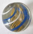 Antique German Latticino Multi Color Swirl Glass Marble +7/8" — photo 1