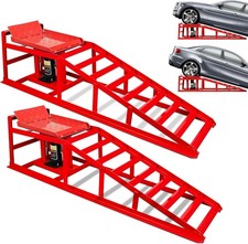 2PCS Hydraulic Car Ramps 5T 11000lbs Heavy Duty Adjustable Steel Lift Ramps
