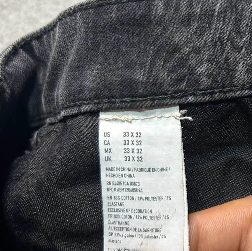 Pantalones de mezclilla elásticos flexibles extremos ajustados negros 33 X 32 American Eagle para hombre Foto 4 de 4