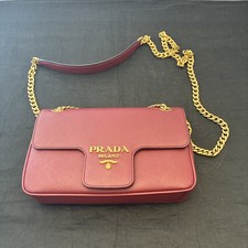 Prada Saffiano Leather Chain Flap Shoulder Bag