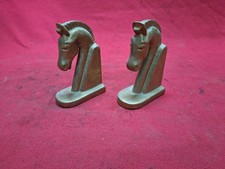 2 × Stehendes Pferd Figur Messing Buchstützen 