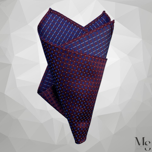 AMAZING Burgundy Geometric Micro Fiber Pocket Square SQR 9.75" EX COND