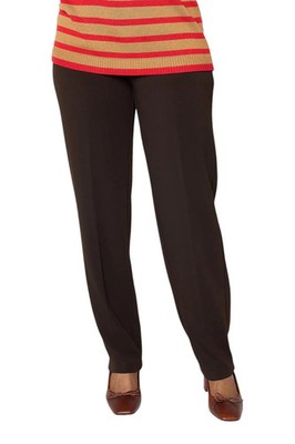 Susan Graver Milano Knit Petite Straight Leg Pull-on Pants Dark Brown