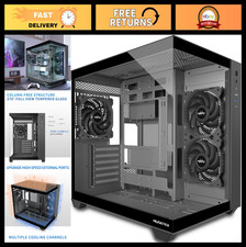 ATX Mid Tower Gaming PC Case - 3 RGB Fans, 360mm Radiator Support, Tempered Glas