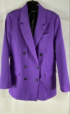 DeFacto Women's Purple Retro Glam Double Breasted Blazer Jacket NWT Size 8