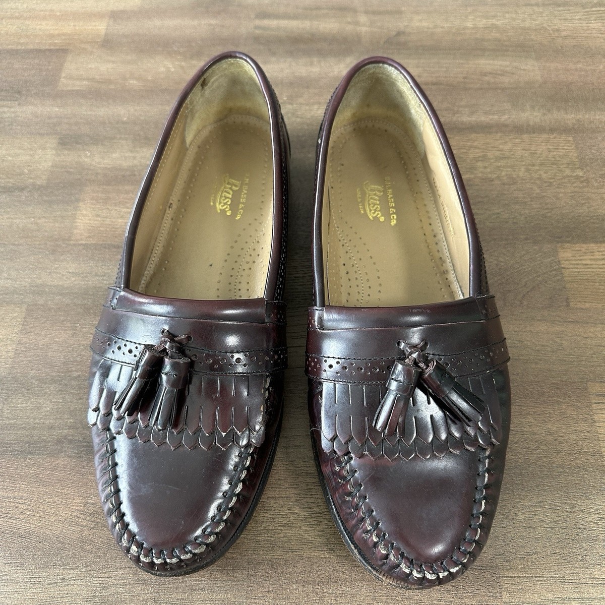 GH Bass Weejuns Leather Loafers Men 8.5D Wine Burgundy 