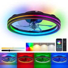 19 Led Rgb Ceiling Fan Light Low Profile Flush Mount Fixture Kit With Remote Ul 19 Led Rgb Ceiling Fan Light Low Profile Flush Mount Fixture Kit With Remote Ul