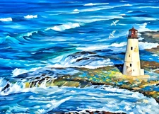 Coastal Shores ACEO - Artist Trading Card 2.5x3.5 Ocean Waves, Miniature Art