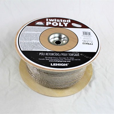 Lehigh FPB412 Twisted Poly Reel Rope 1/4 inch x 1200 Feet