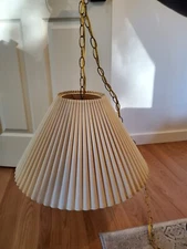 vintage pleated hanging lamp plug in