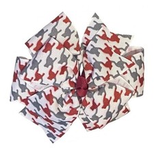 Crimson and Gray Houndstooth Pinwheel Bow