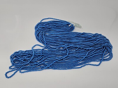 12 Strands Japanese 4mm Round Blue String Pearls Plastic Beads 60'' Vintage