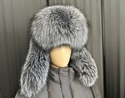 Pre-owned Fenzo Furs Luxury Full Skin Blue Frost Fox Fur Coat Real Fur Long Coat Skin To Skin Frost Gray 65304423