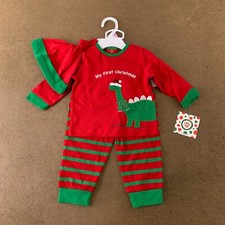 Little Me Baby Size 9 Months Red Green My First Christmas 3 Piece Pant Set NWT
