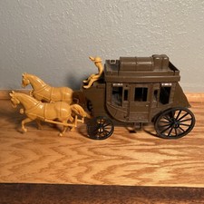 Vintage Processed Plastic Co Stage Coach with Horses USA 7665 With Driver HF