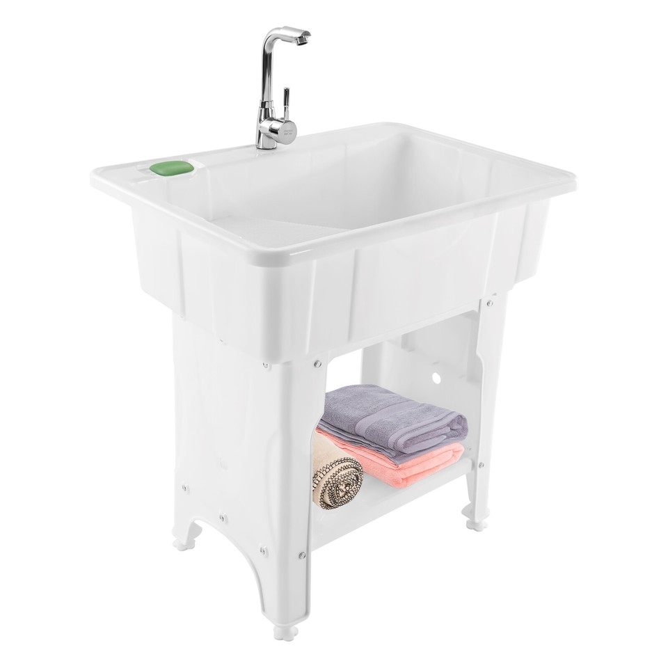 Utility Sink Laundry Tub with Faucet & Basement for Laundry Room Garage