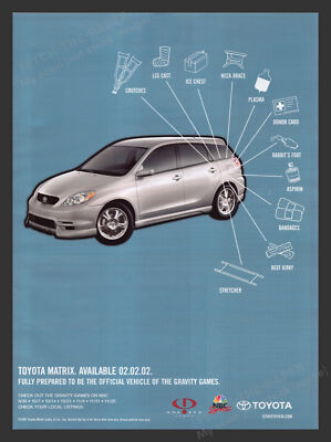 Toyota Matrix Car & Gravity Games T.V. Show 2001 Print Advertisement Ad