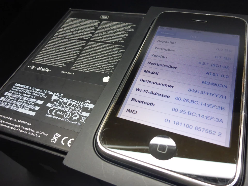 iPhone 3G 8GB schwarz black  in OVP Apple MB490DN/A RARITÄT gepflegt und sauber - Bild 4 von 4