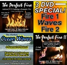 3 DVD Combo The Perfect Fire 1 & 2 Real Ambient Fireplace Video & Ocean Waves