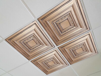 GRID SYSTEM, Pop In, PVC 2' x 2' T Bar,  Decor Ceiling Tiles, ANTYX Bronze Brown