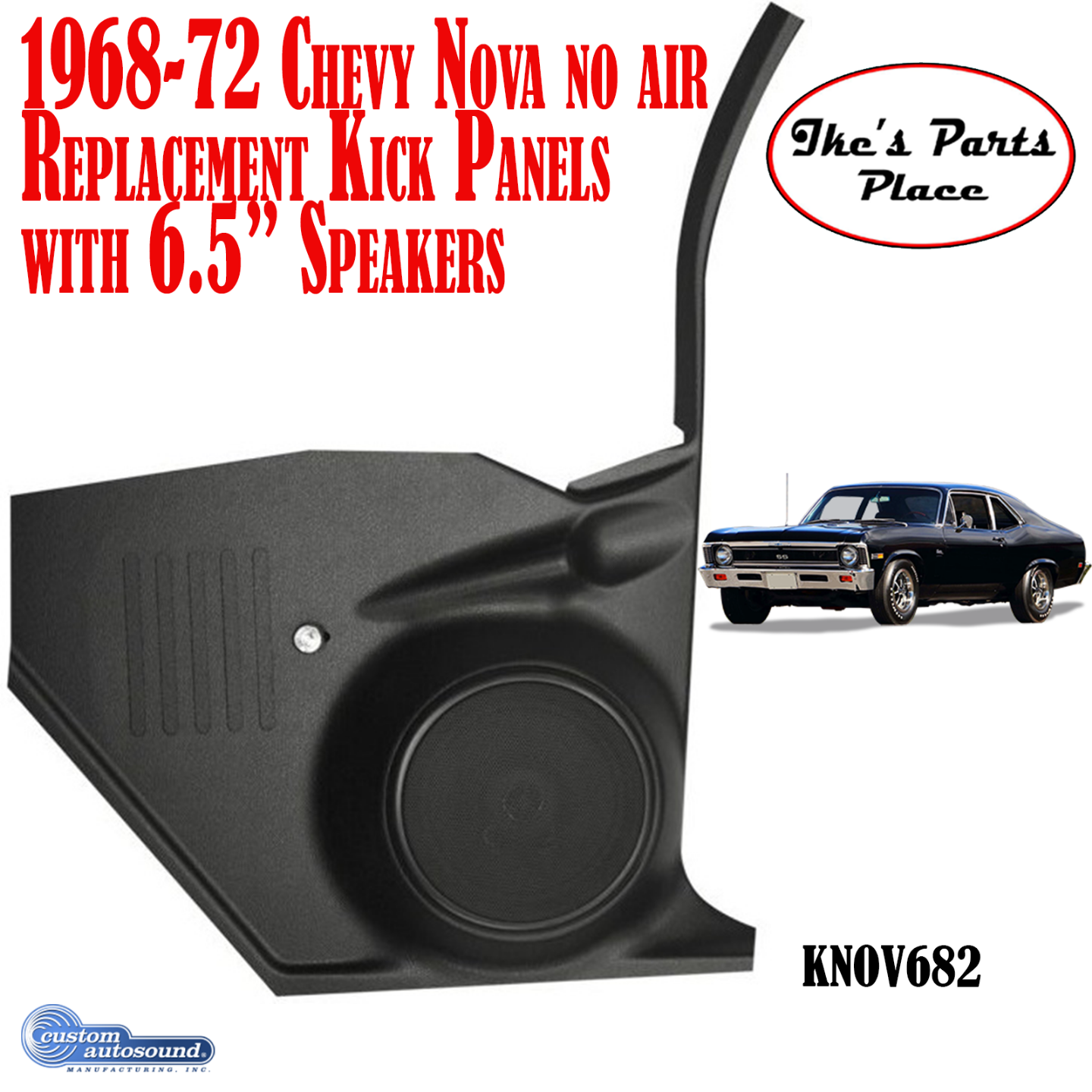 Custom Autosound KNOV682 196872 Chevy Nova Kick Panels & 6.5" Speakers