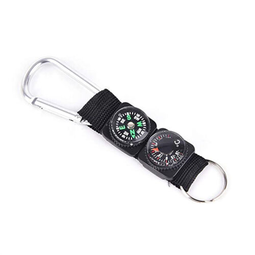 3 in 1 Compass Thermometer Outdoor Hiking Tactical Survival Carabiner Key Ring - 第 1/10 張圖片