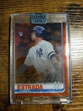 2019 Topps Clearly Authentic Thairo Estrada RC Autograph Orange /5 NYY Yankees